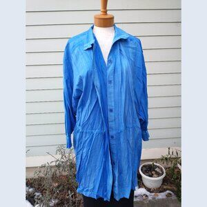 Shirt dress: Silk, gradient-dyed blue. Size XL - by EPB Easy